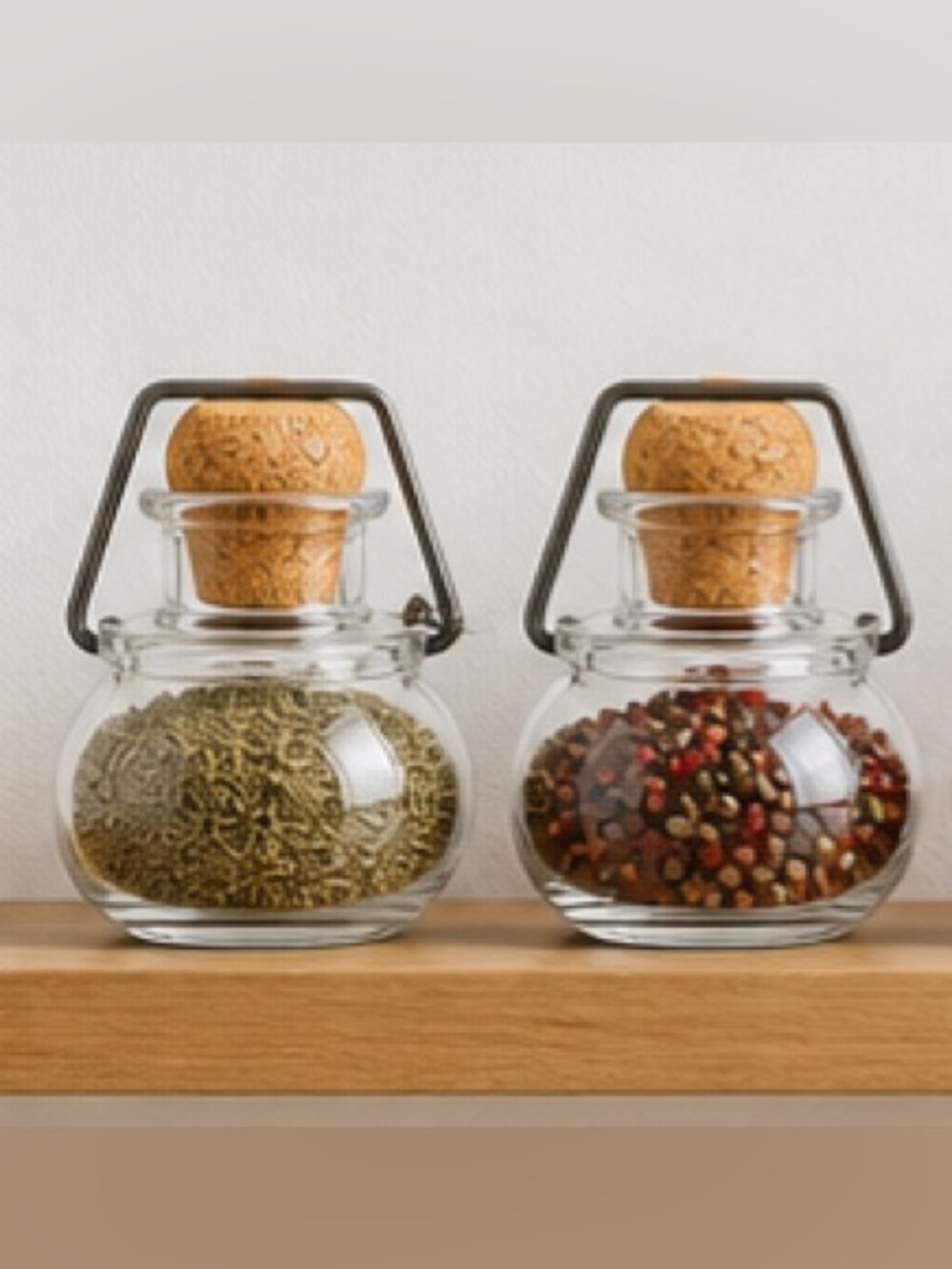 Set of 2 Small Clear Glass Bottles with Cork Stoppers